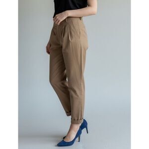 Nicole Bridger Vancouver Tencel Classic High-Waist Tapered Pants In Brown